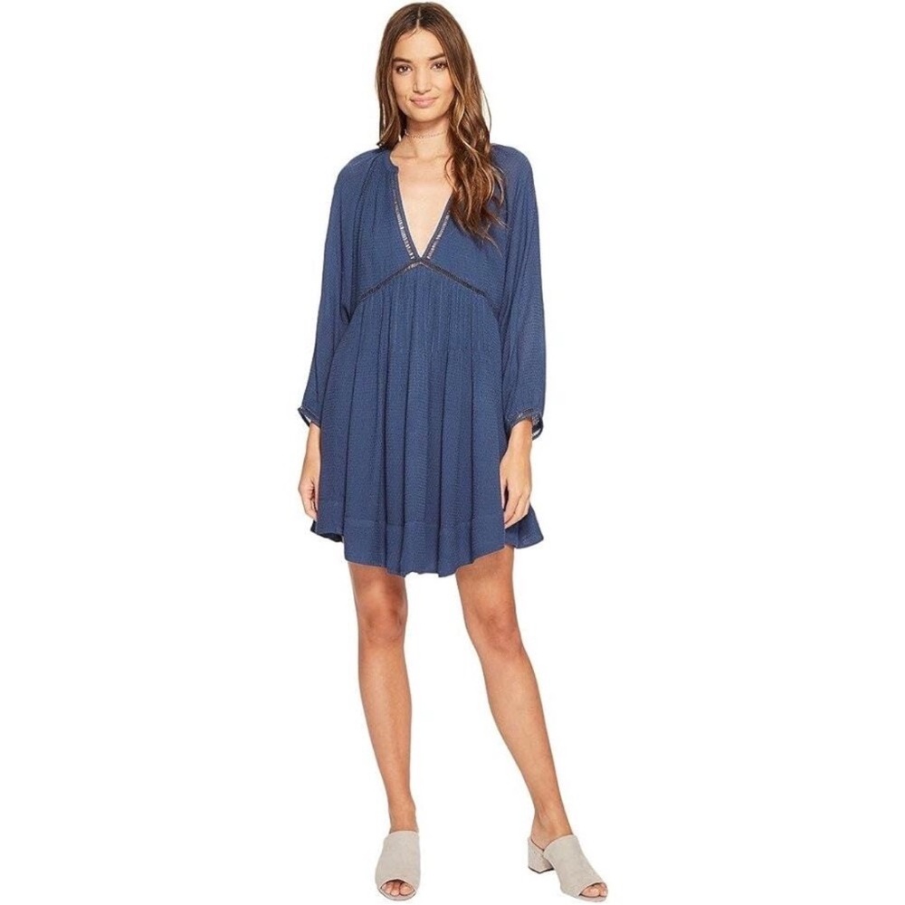 Free People Blue V-Neck Tunic Dress